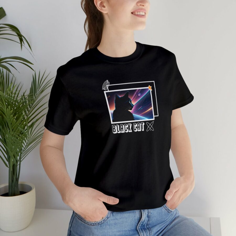 SpaceThemed Black Cat Shirt Feline Fashion for Cat Lovers