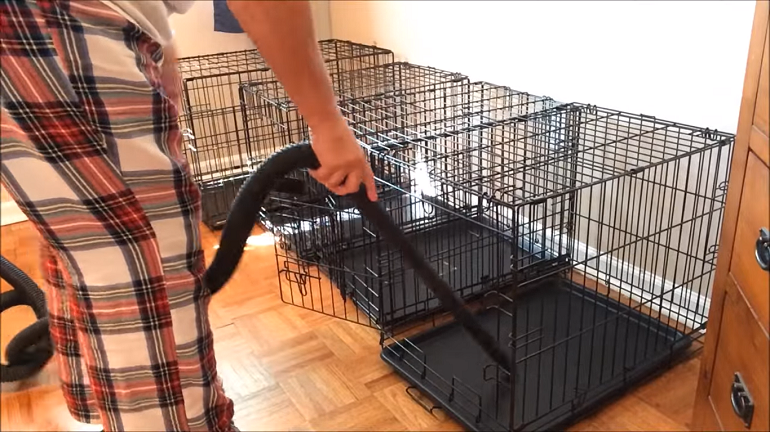 how to break down dog crate