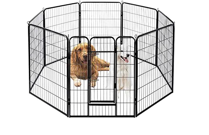 VIVOHOME Foldable Metal Wireless Indoor Outdoor Pet Fence Playpen