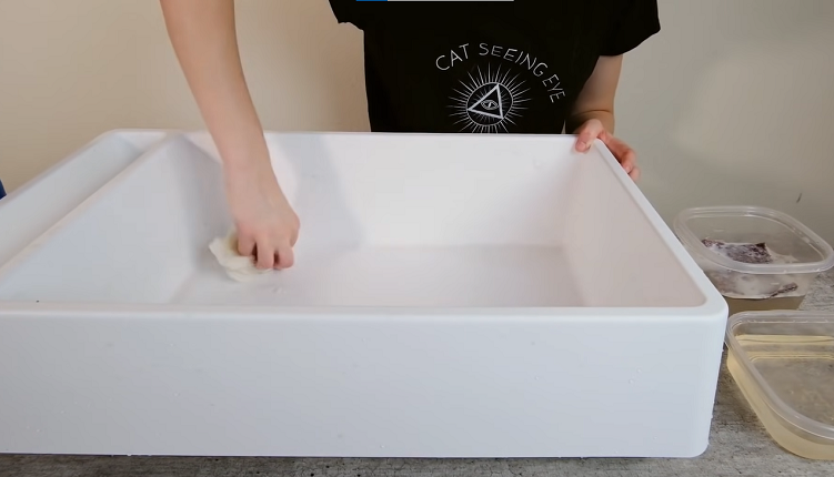 Cleaning litter hotsell box in bathtub