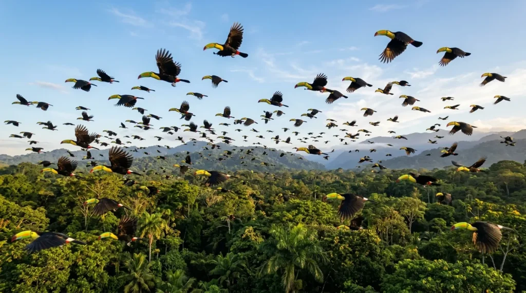 many_toucans_flying_