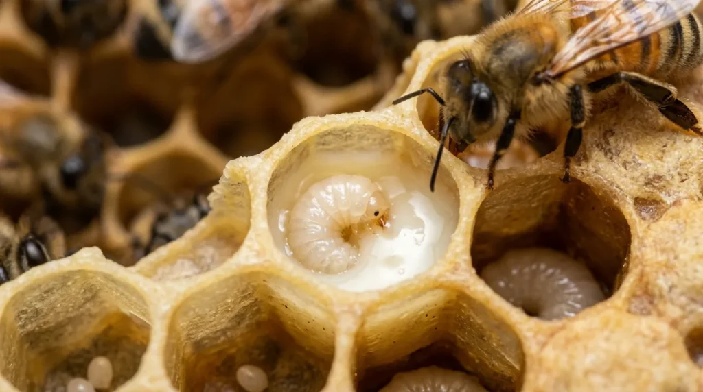 Young Larva Eats ‘Royal Jelly’ To Become A Queen (WWF)