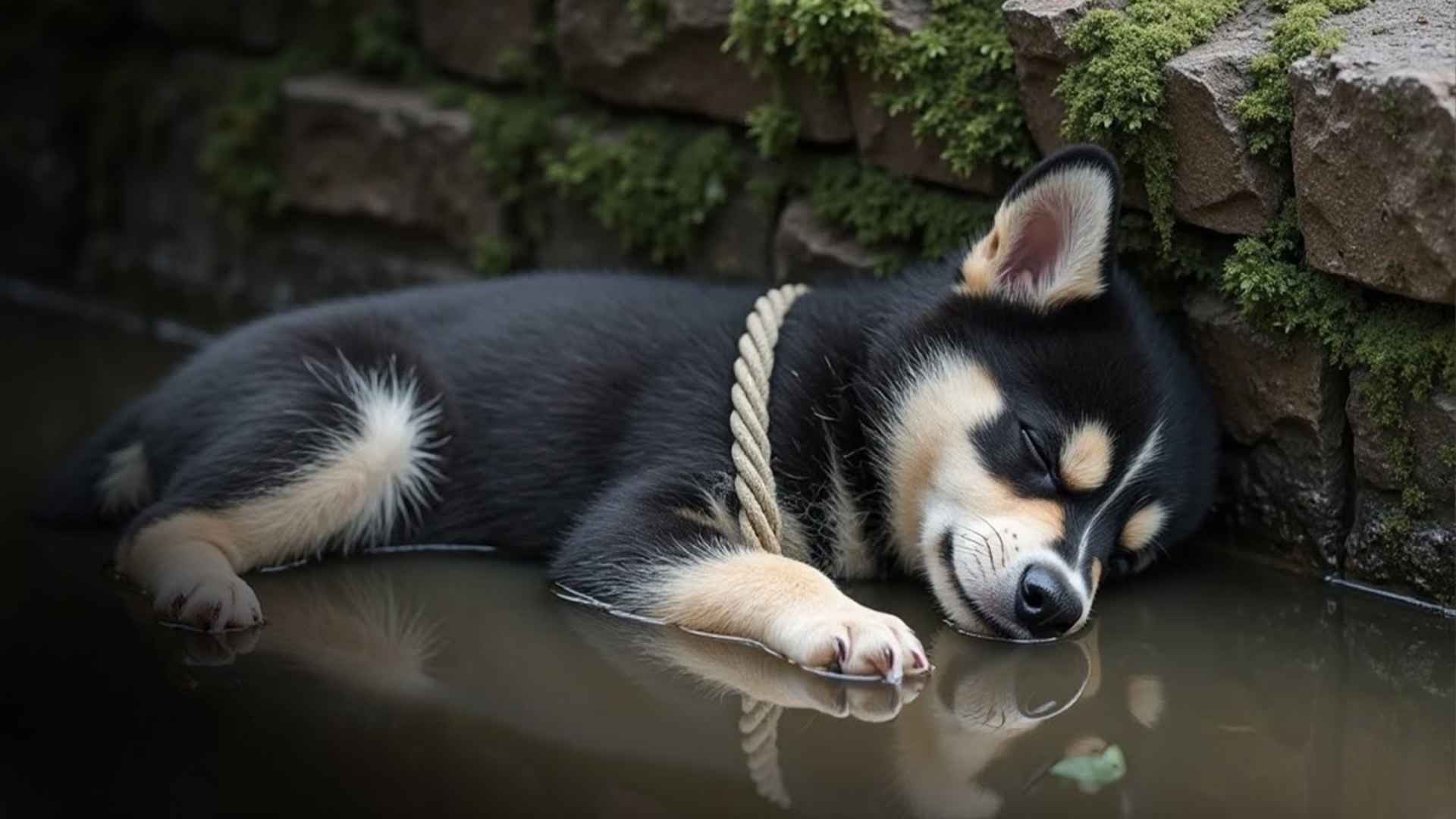 Husky Puppy Left to Die in River Gets Second Chance