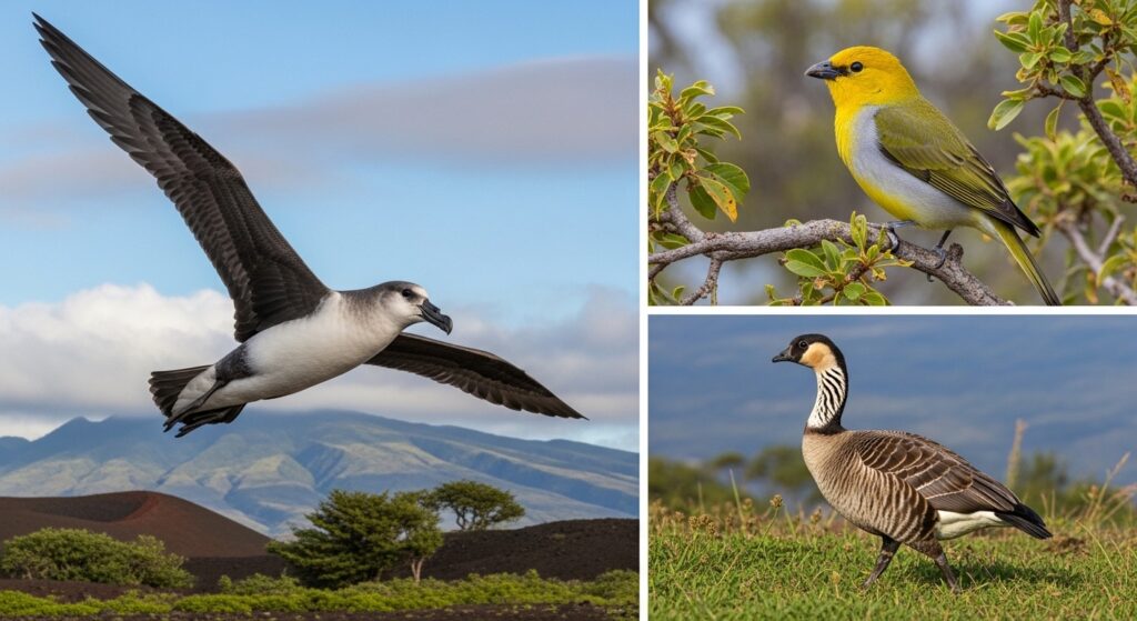 Hawaiian Petrel, Palila, and Nene