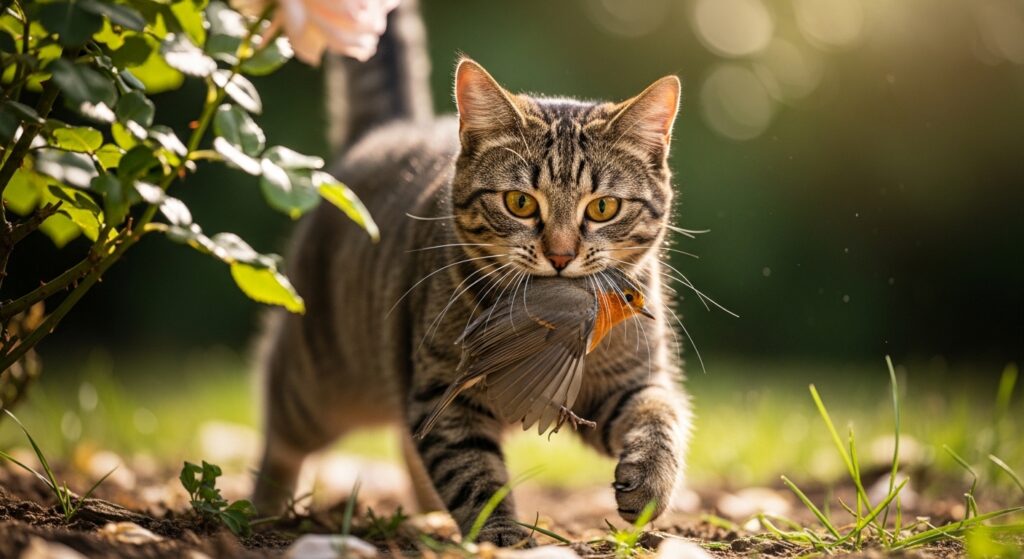 cat killing bird