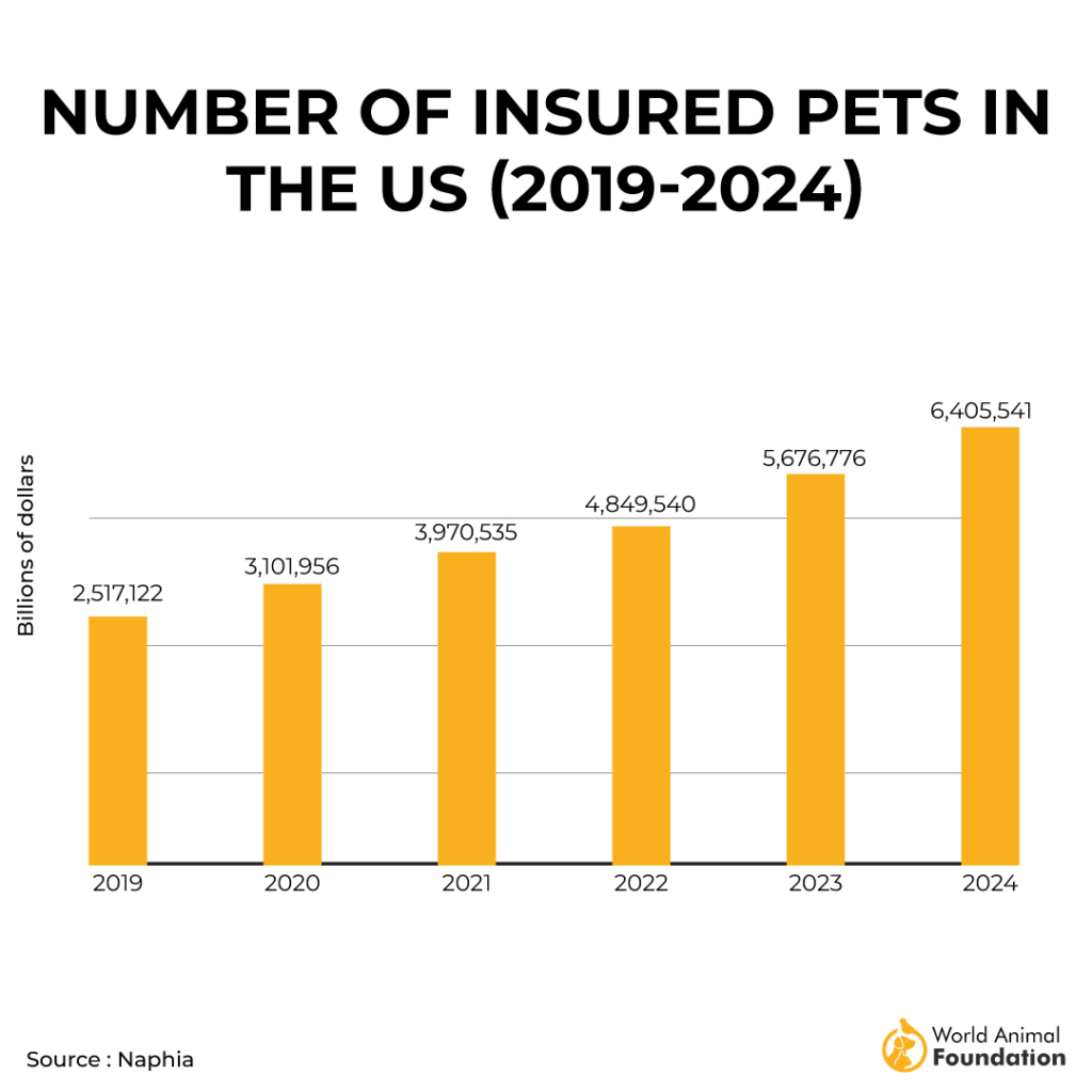 NUMBER OF INSURED PETS IN
THE US (2019-2024)