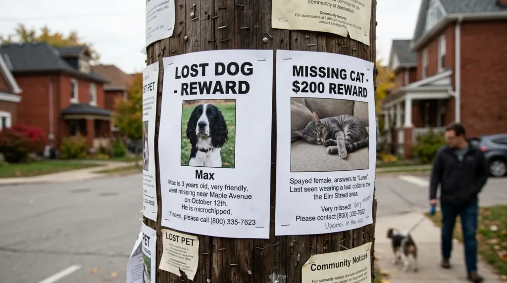 Lost dog and missing cat posters