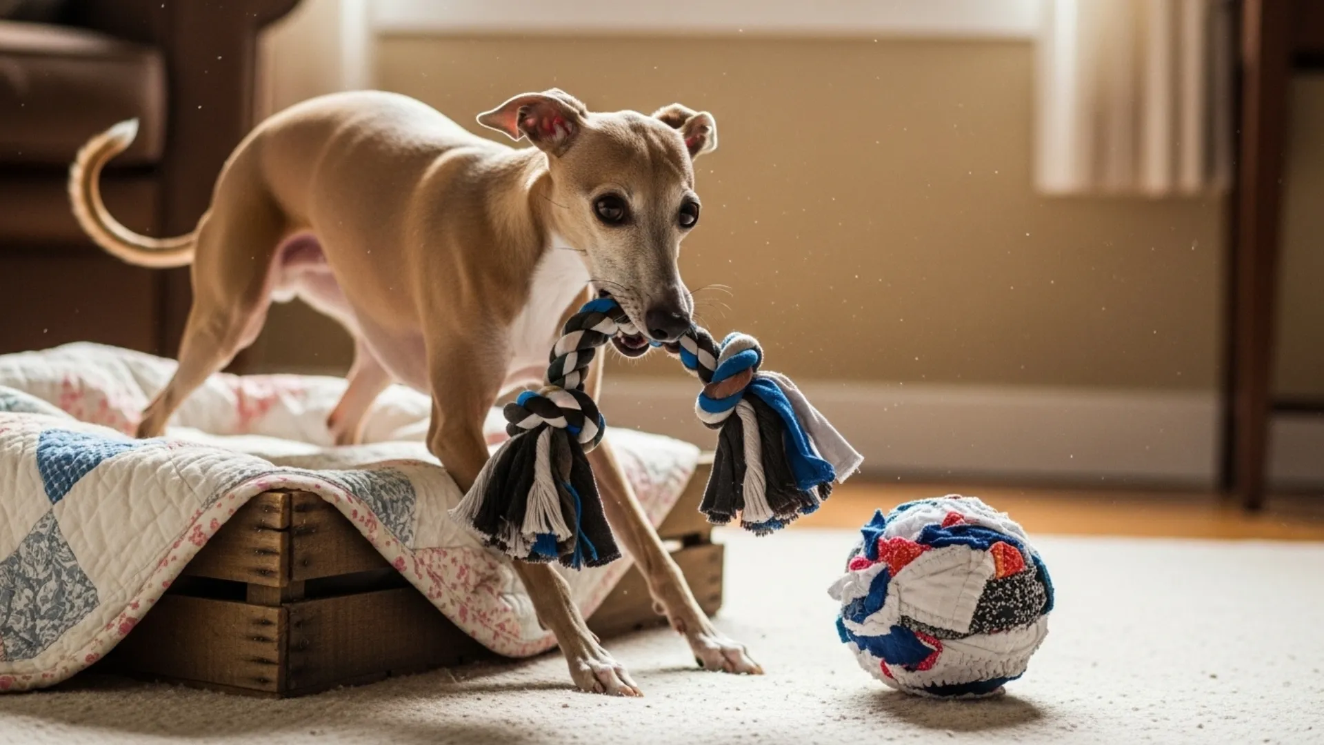 show dog full legs don't use any word alphabet in the image and don't show any person's face