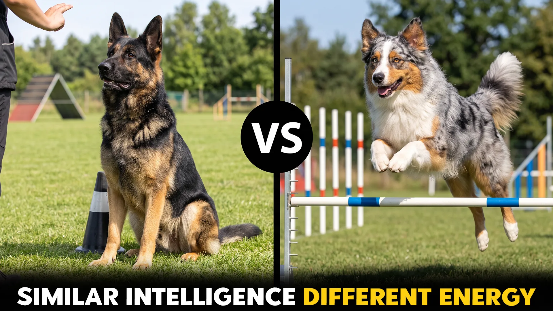 german shepherd vs australian shepherd energy and training differences